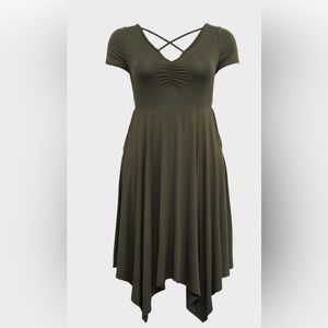 Torrid Super Soft Olive Green Handkerchief Skater Dress